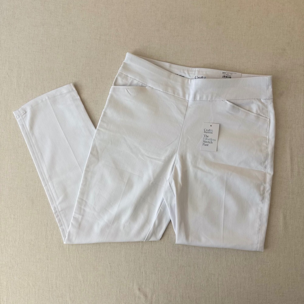 Croft & Barrow The Effortless Stretch Pant White Size 12 Short NWT